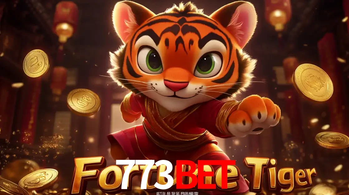 O carismático mascote do jogo de slot Fortune Tiger, um tigre fofo em pose de artes marciais, pronto para trazer sorte e multiplicadores de ganhos no cassino online 773bet.