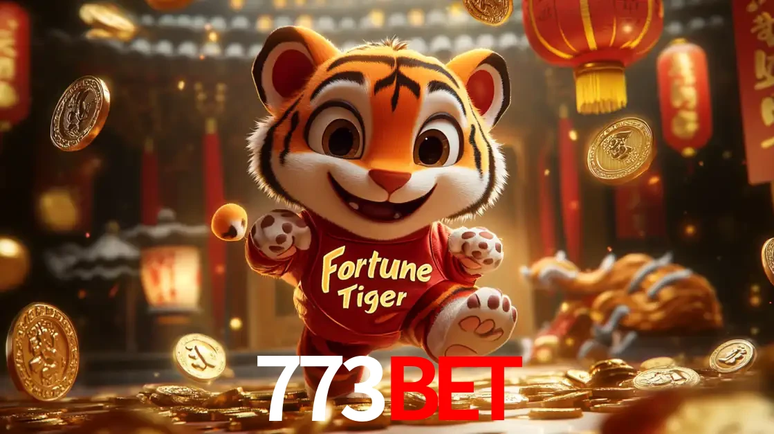 O alegre personagem do Fortune Tiger correndo sobre um caminho de moedas de ouro, simbolizando os grandes prêmios e a diversão do popular jogo de slot do 773bet.
