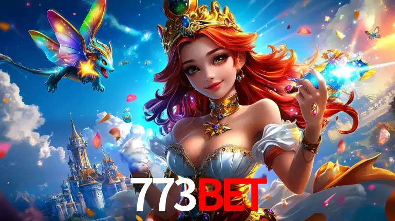 A princesa de um reino de fantasia mágico, com seu pequeno dragão, apresentando um mundo de prêmios encantados nos jogos de caça-níqueis do cassino 773bet.